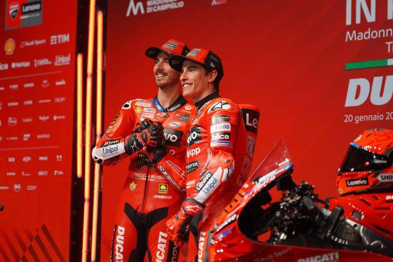 le Ducati di Marquez e Bagnaia in pista