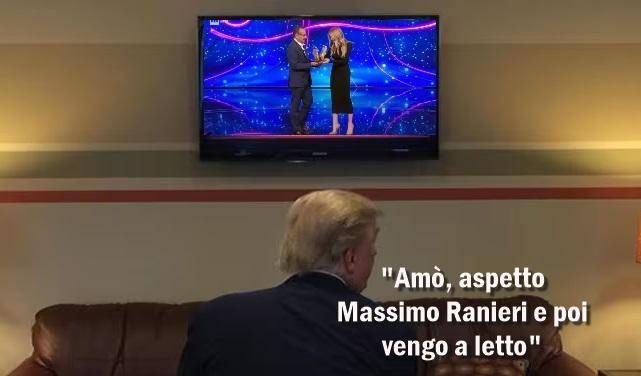 Sanremo in uno scatto, la vignetta di Osho: per chi tifa Trump?