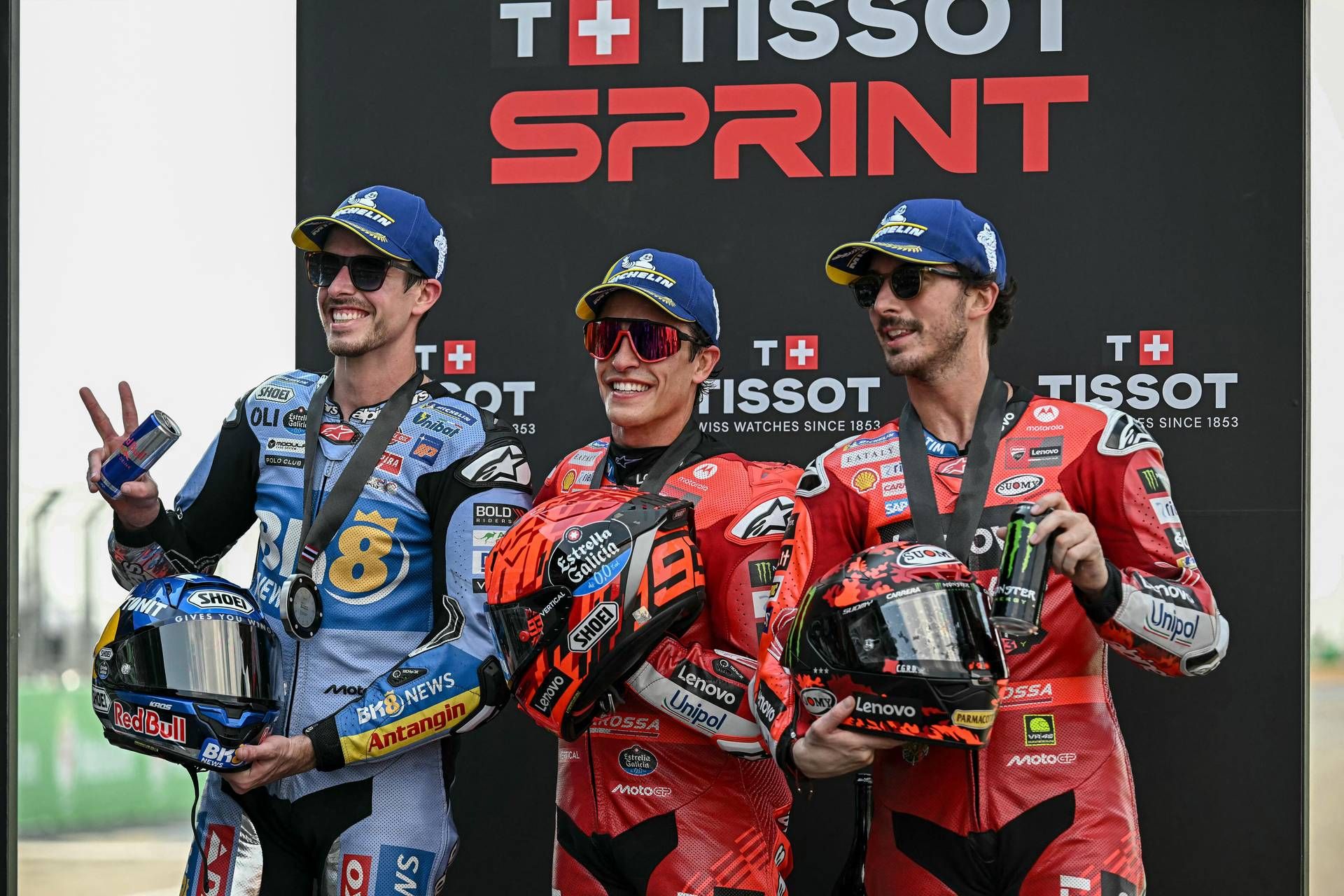 Marc Marquez davanti al fratello Alex, Bagnaia terzo